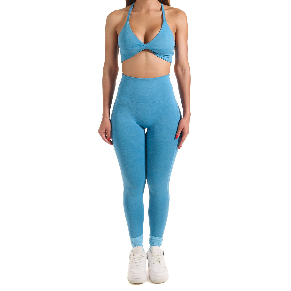 Buy Clovia Padded Sports Bra & Ankle-Length High-Rise Sports Tights Set -  Blue at Rs.2498 online